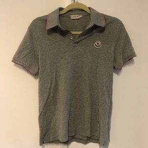 Men’s Gray Moncler Polo Collared Shirt Size Small